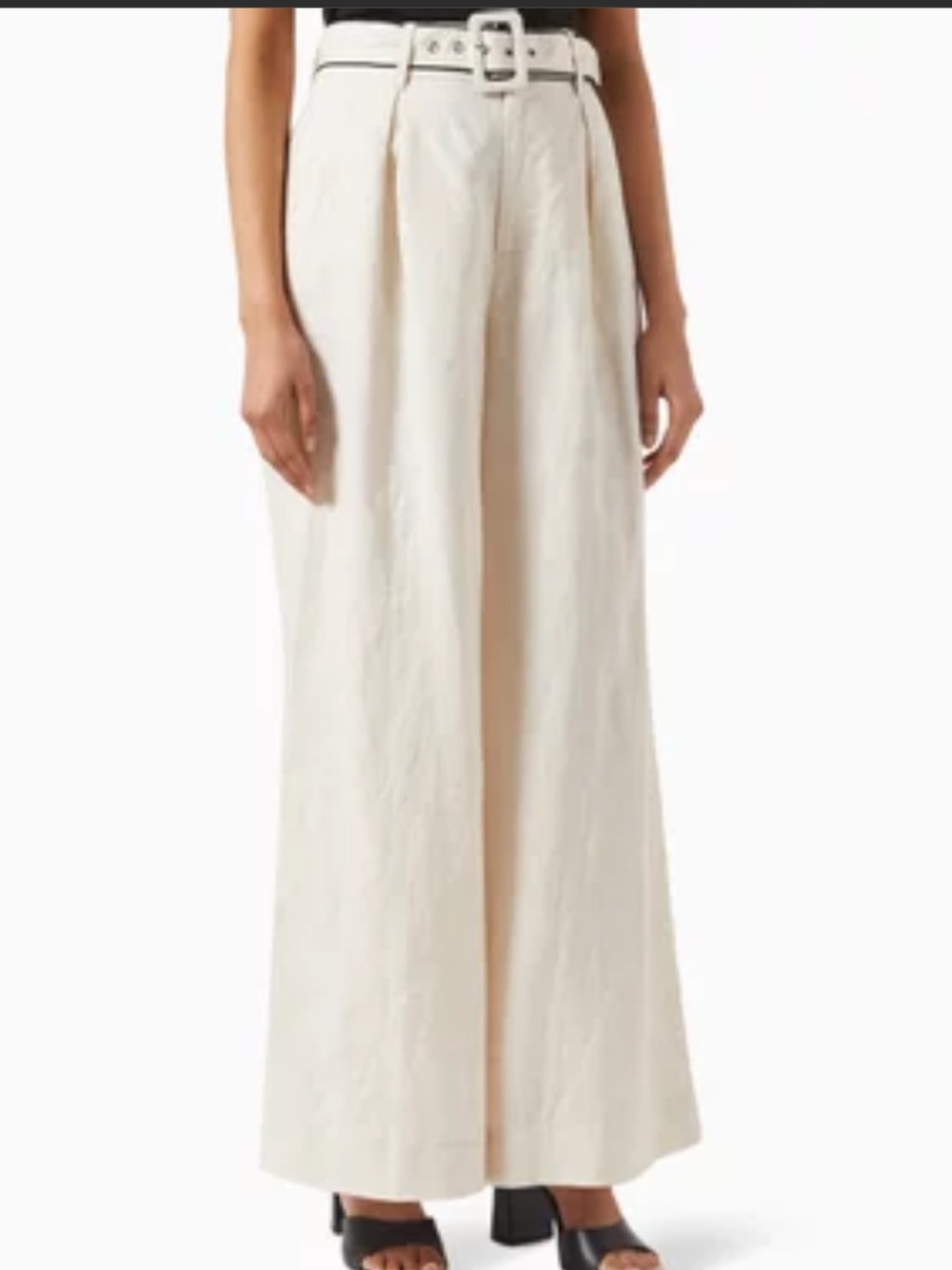 STAUD NWT Eris Wide Leg Linen Pant with White Piping Accent Size 8
